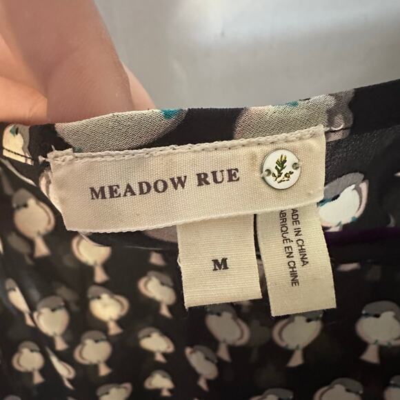 Anthro meadow rue cold shoulder sheer blouse with bird print size M - Picture 6 of 7